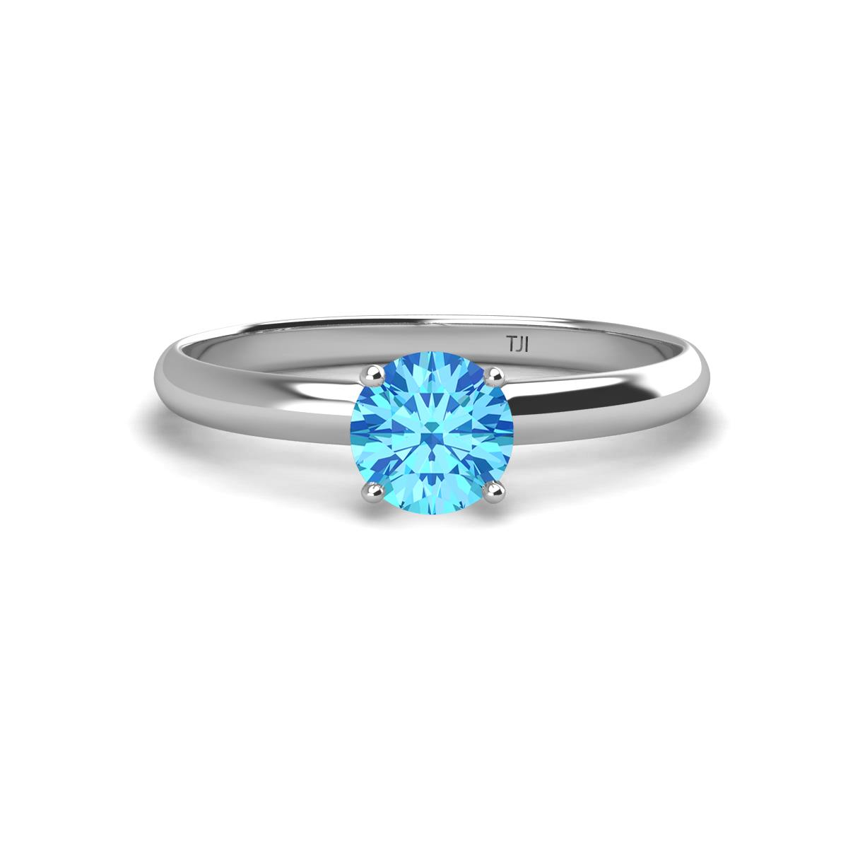 Solus Round Blue Topaz Solitaire Engagement Ring  