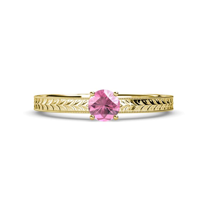 Keona Pink Tourmaline Solitaire Bridal Set Ring 