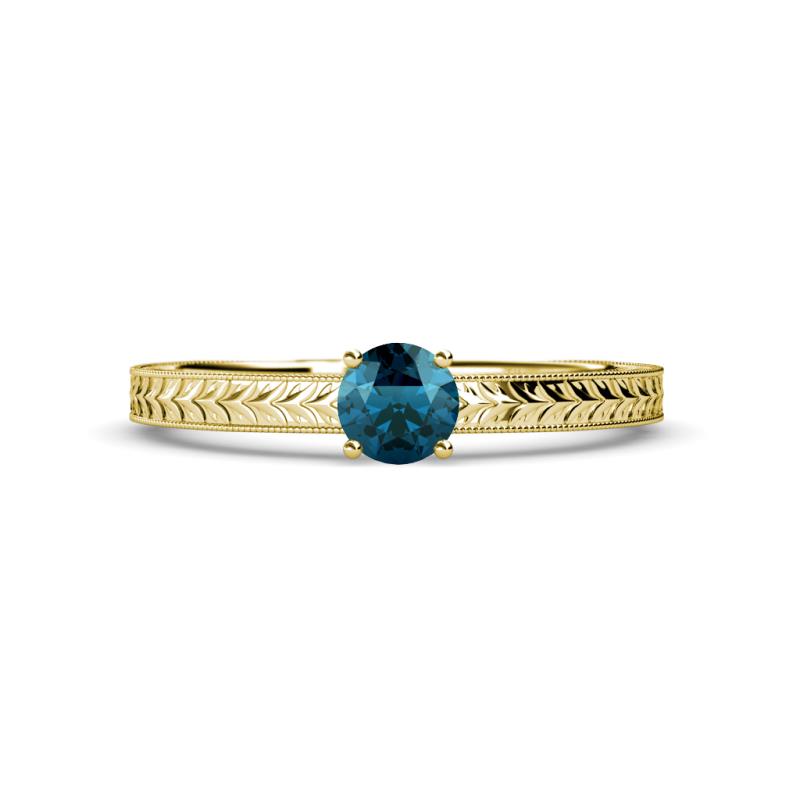 Keona Blue Diamond Solitaire Bridal Set Ring 