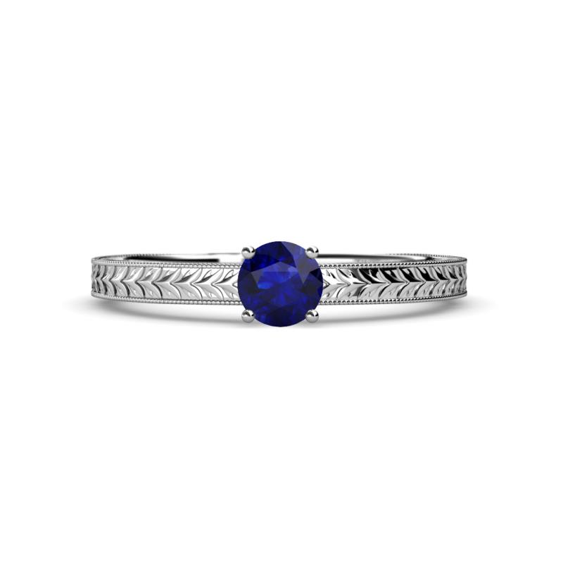 Keona Blue Sapphire Solitaire Bridal Set Ring 