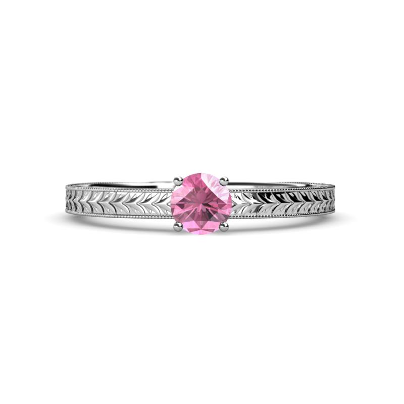 Keona Pink Tourmaline Solitaire Bridal Set Ring 