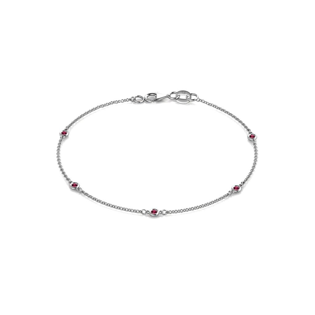 Aizza (5 Stn/2mm) Ruby Station Bracelet 