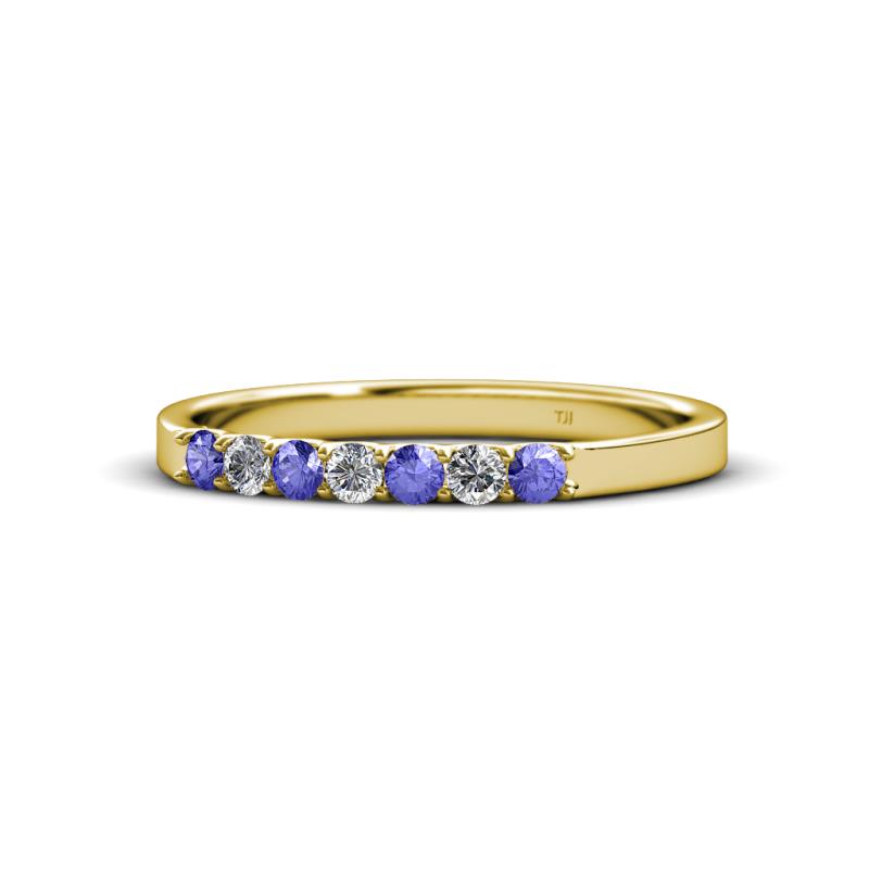 Fiala 2.00 mm Tanzanite and Diamond 7 Stone Wedding Band 