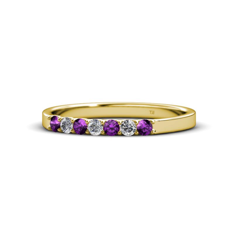 Fiala 2.00 mm Amethyst and Diamond 7 Stone Wedding Band 