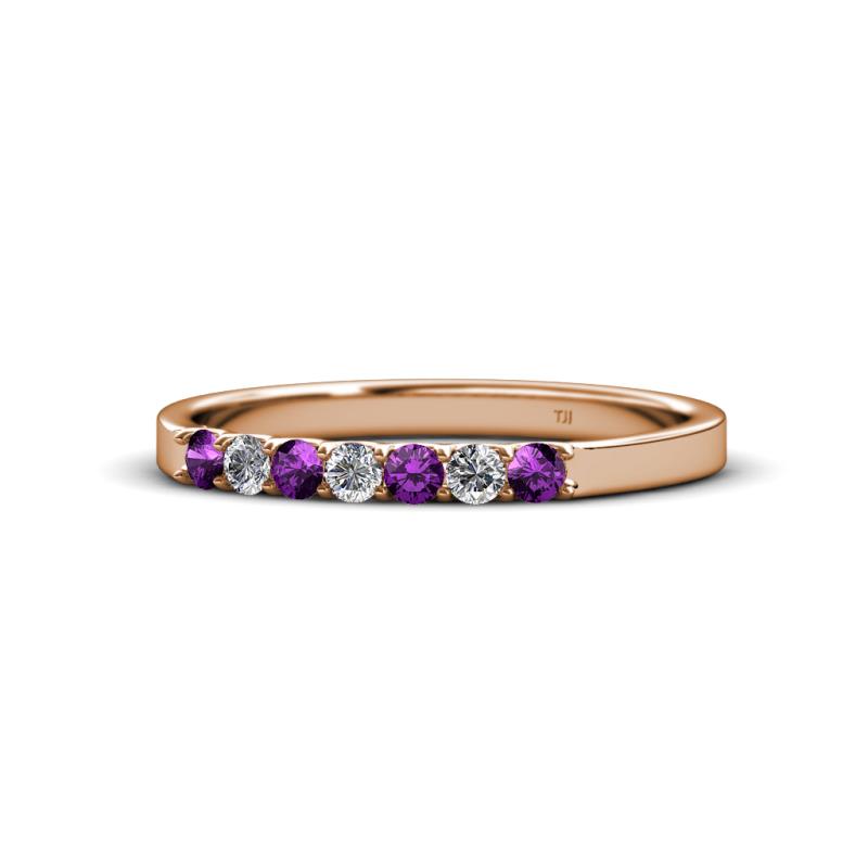 Fiala 2.00 mm Amethyst and Diamond 7 Stone Wedding Band 