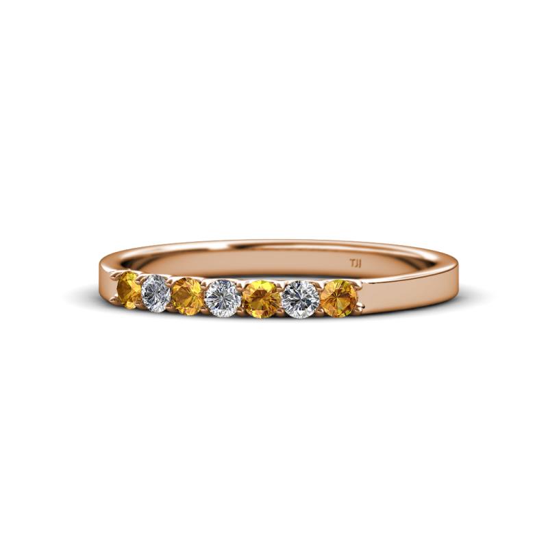 Fiala 2.00 mm Citrine and Diamond 7 Stone Wedding Band 