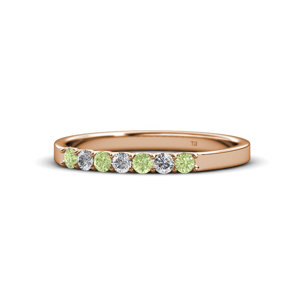 Fiala 2.00 mm Peridot and Diamond 7 Stone Wedding Band 