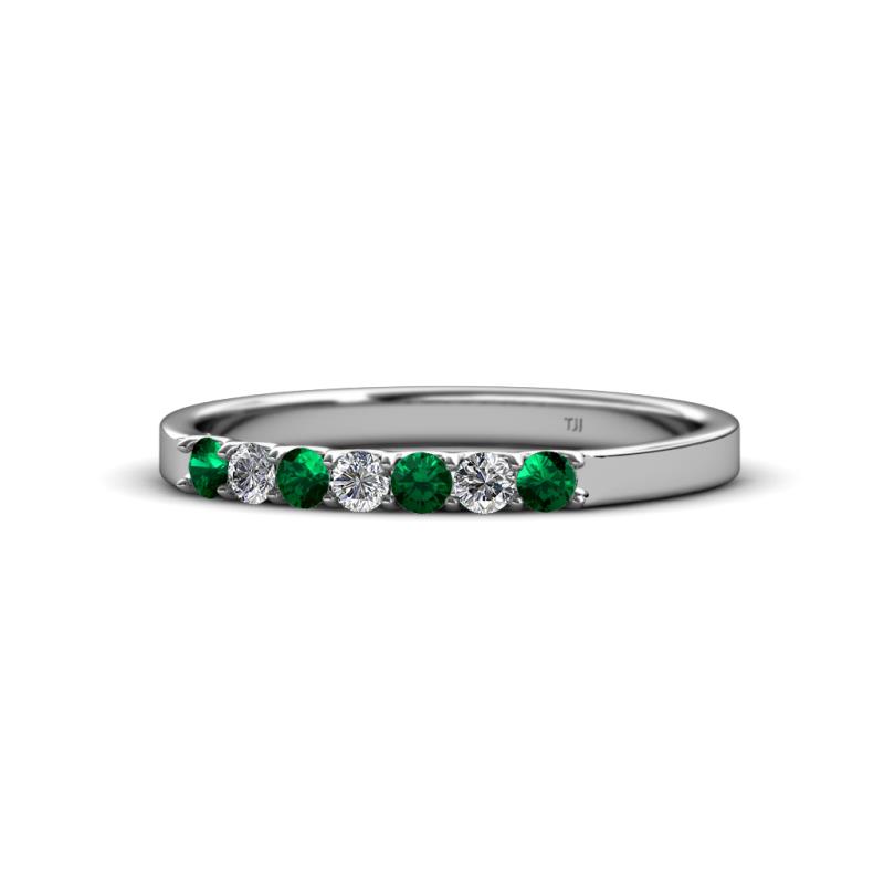Fiala 2.00 mm Emerald and Diamond 7 Stone Wedding Band 