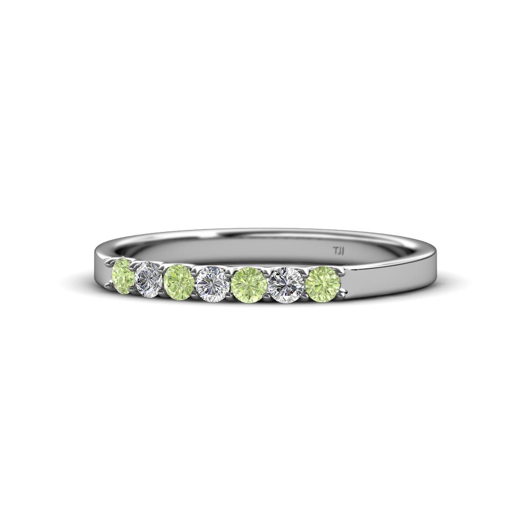 Fiala 2.00 mm Peridot and Diamond 7 Stone Wedding Band 