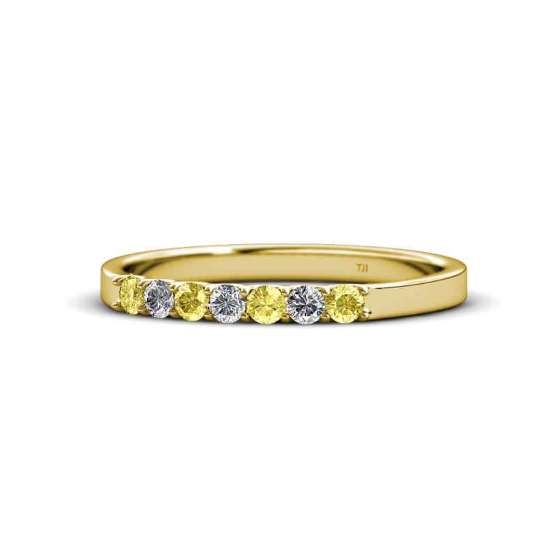 Fiala 2.00 mm Yellow Sapphire and Diamond 7 Stone Wedding Band 