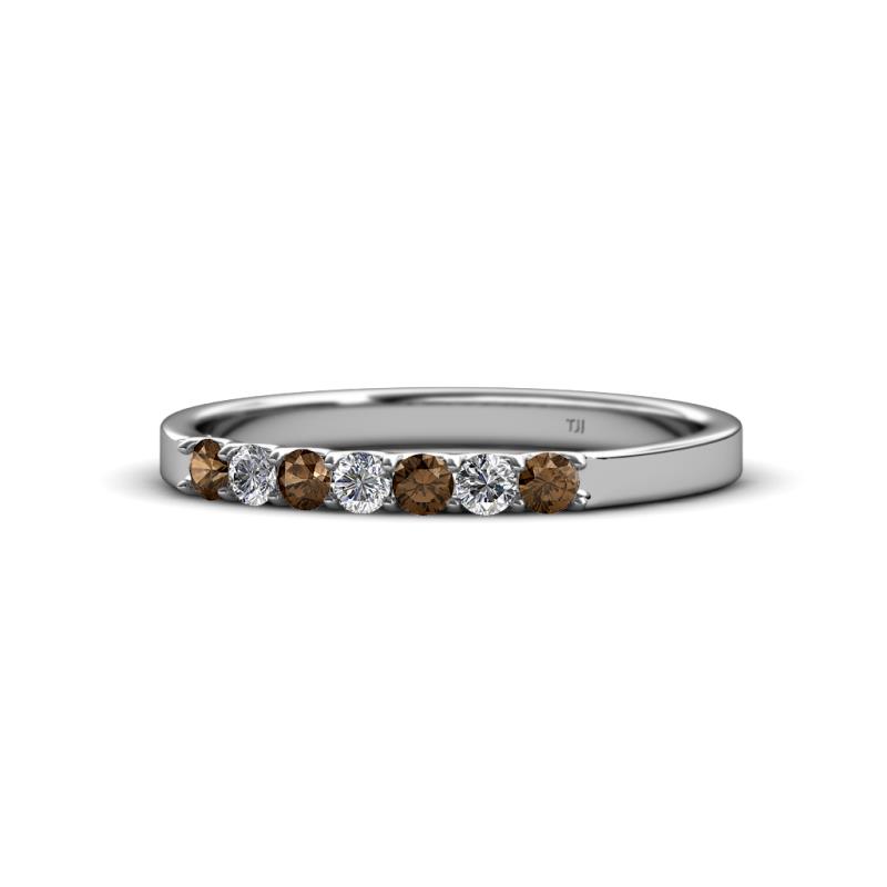 Fiala 2.00 mm Smoky Quartz and Diamond 7 Stone Wedding Band 