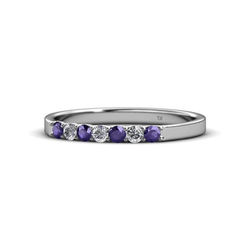 Fiala 2.00 mm Iolite and Diamond 7 Stone Wedding Band 