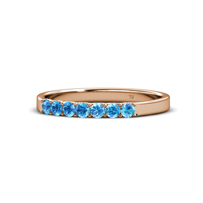 Fiala 2.40 mm Blue Topaz 7 Stone Wedding Band 