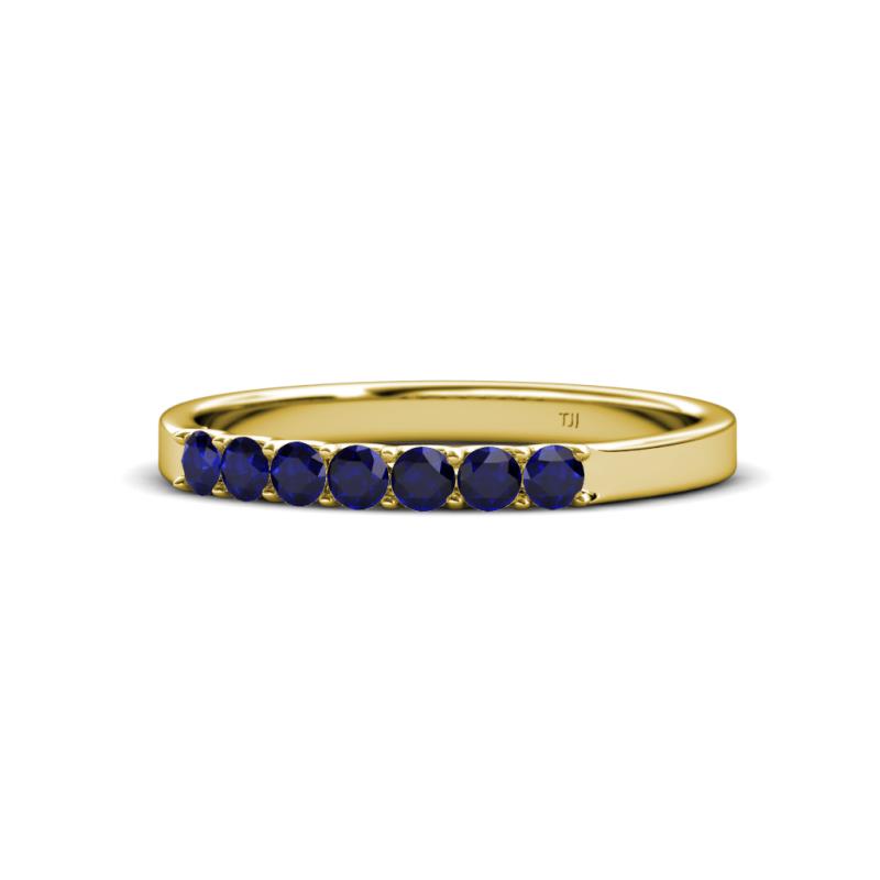 Fiala 2.40 mm Blue Sapphire 7 Stone Wedding Band 