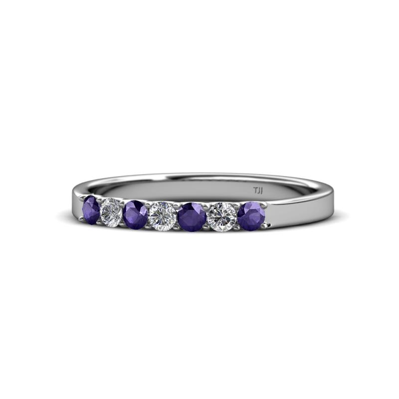 Fiala 2.40 mm Iolite and Diamond 7 Stone Wedding Band 