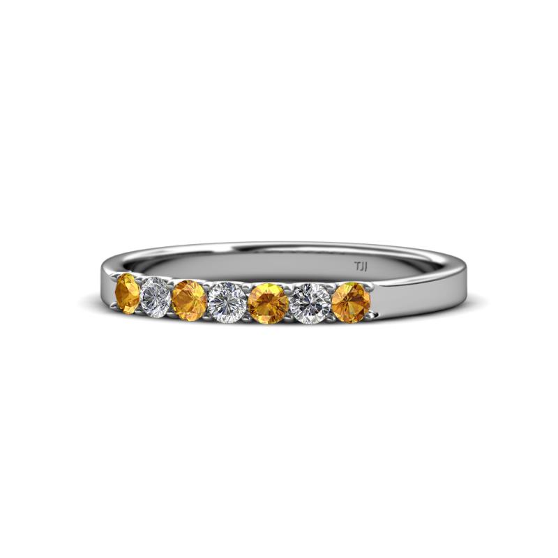 Fiala 2.40 mm Citrine and Diamond 7 Stone Wedding Band 