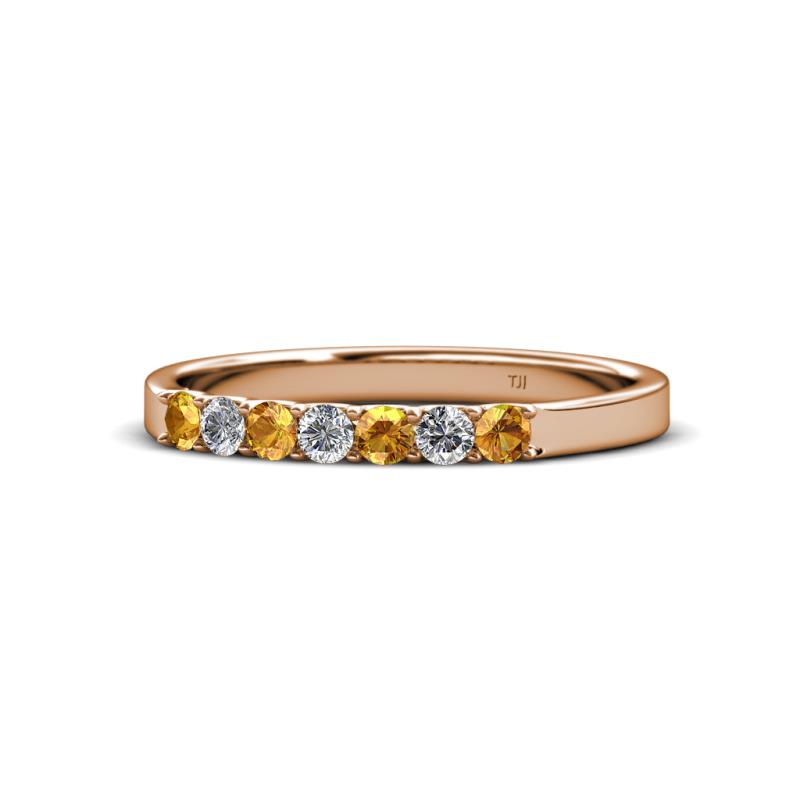 Fiala 2.40 mm Citrine and Diamond 7 Stone Wedding Band 