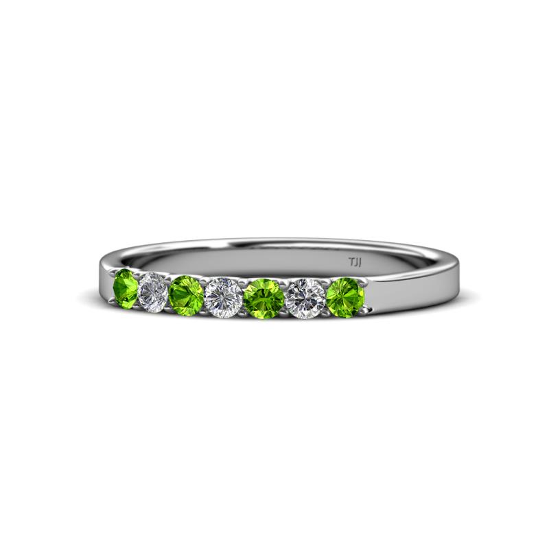 Fiala 2.40 mm Peridot and Diamond 7 Stone Wedding Band 