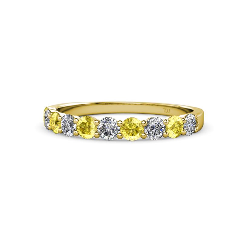 Clara 3.00 mm Yellow Sapphire and Diamond 10 Stone Wedding Band 