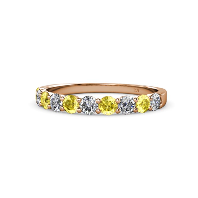Clara 3.00 mm Yellow Sapphire and Diamond 10 Stone Wedding Band 