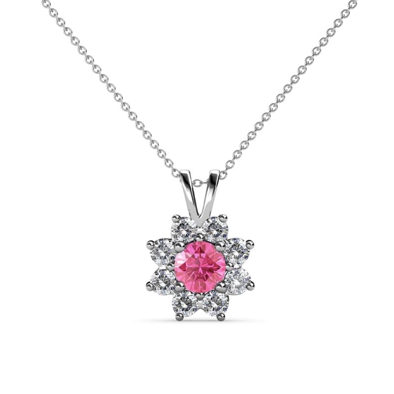 Ianthe Pink Tourmaline and Diamond Floral Halo Pendant 