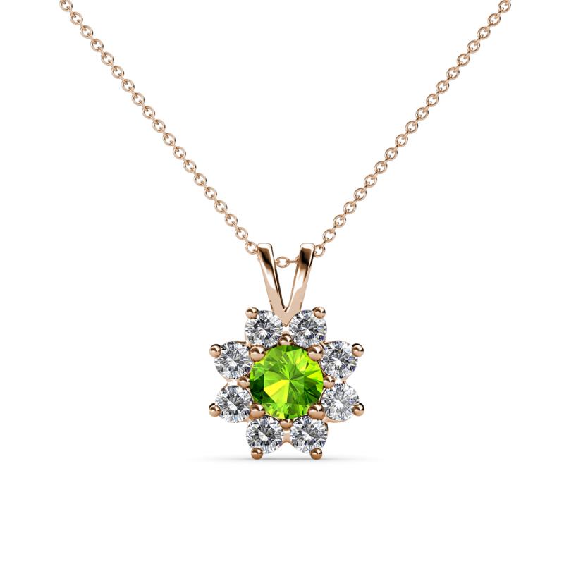 Ianthe Peridot and Diamond Floral Halo Pendant 