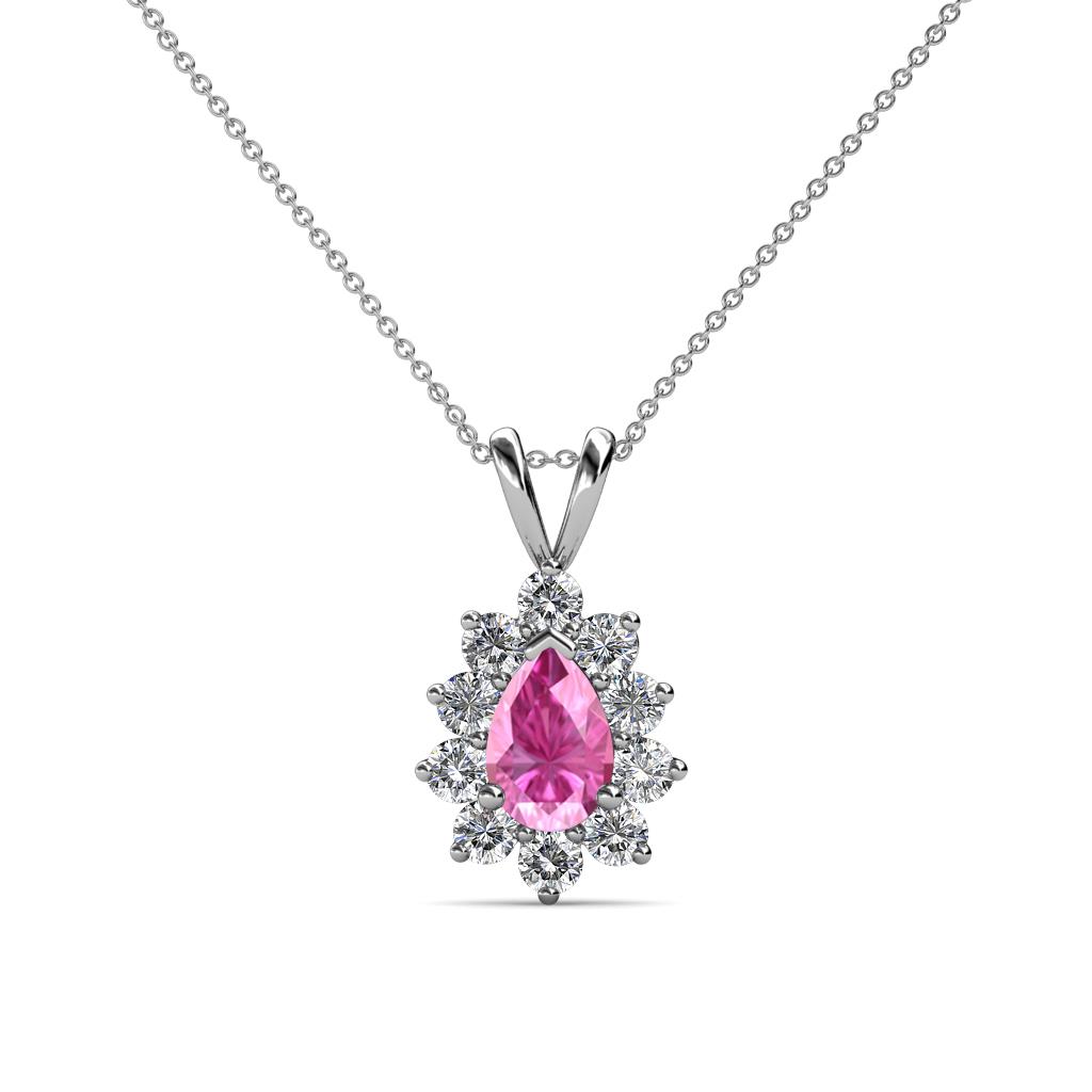 Giselle Pink Sapphire and Diamond Halo Pendant 