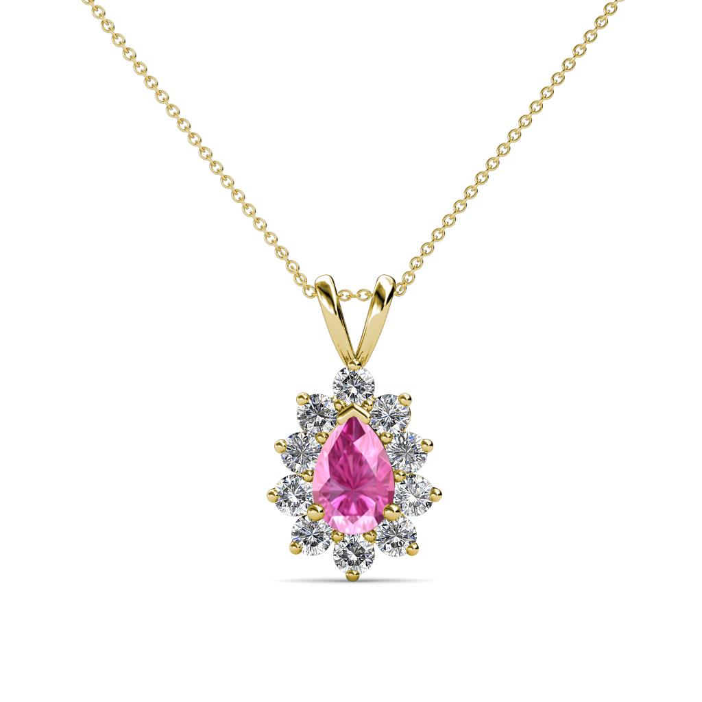 Giselle Pink Sapphire and Diamond Halo Pendant 