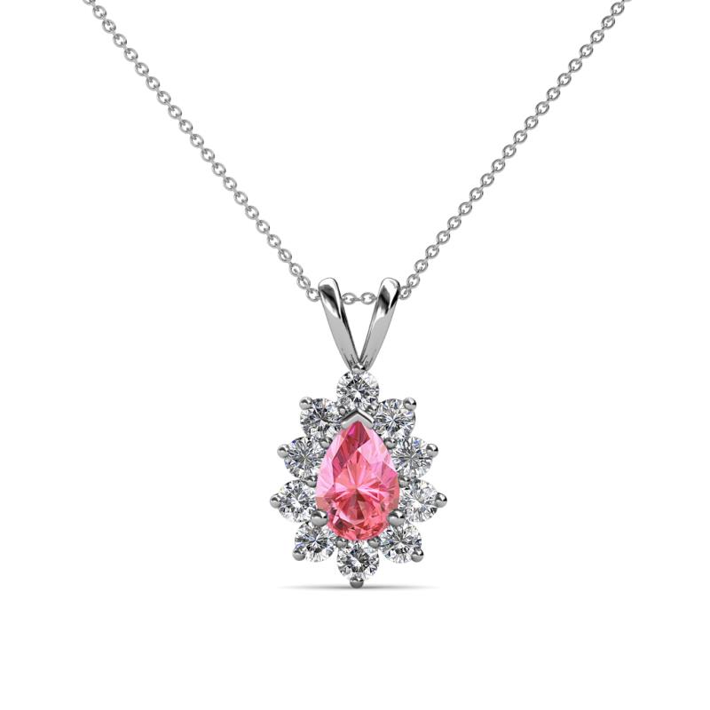 Giselle Pink Tourmaline and Diamond Halo Pendant 