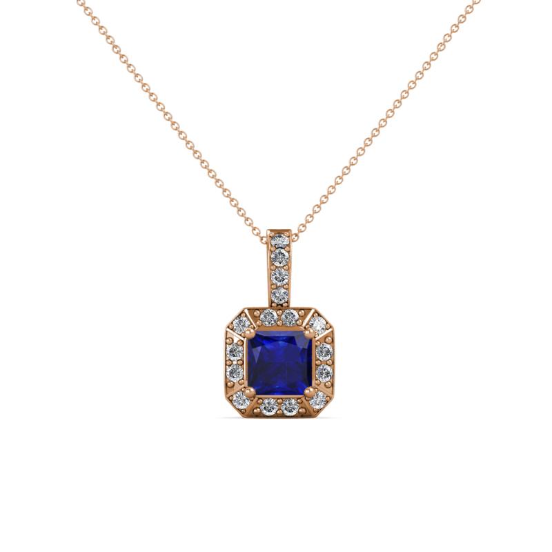 Kiani Blue Sapphire and Diamond Halo Pendant 