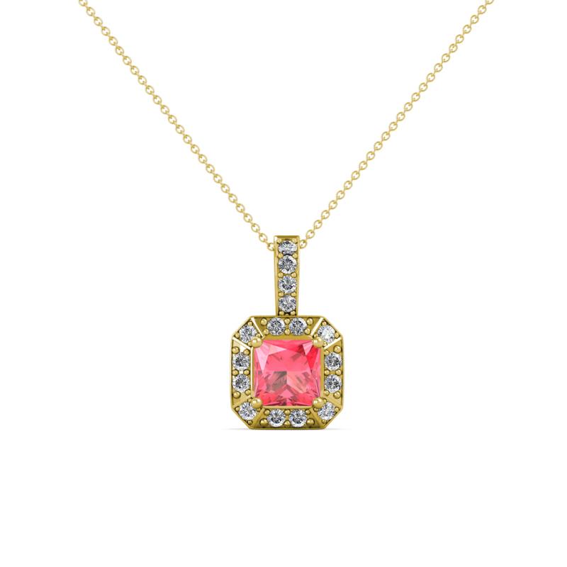 Kiani Pink Tourmaline and Diamond Halo Pendant 