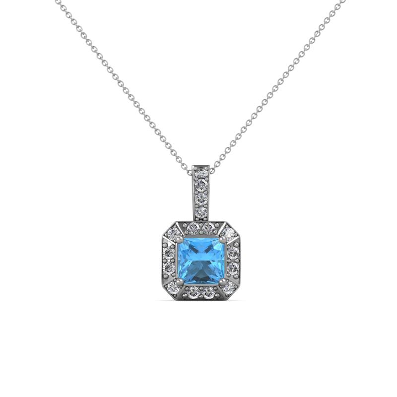 Kiani Blue Topaz and Diamond Halo Pendant 