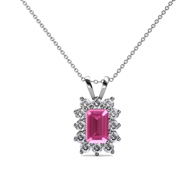 Xuan Pink Sapphire and Diamond Halo Pendant 
