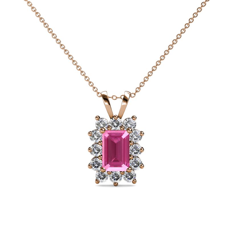 Xuan Pink Sapphire and Diamond Halo Pendant 