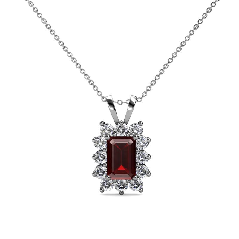Xuan Red Garnet and Diamond Halo Pendant 