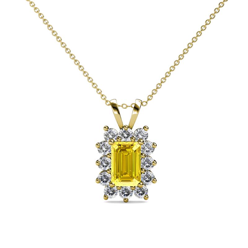 Xuan Yellow Sapphire and Diamond Halo Pendant 