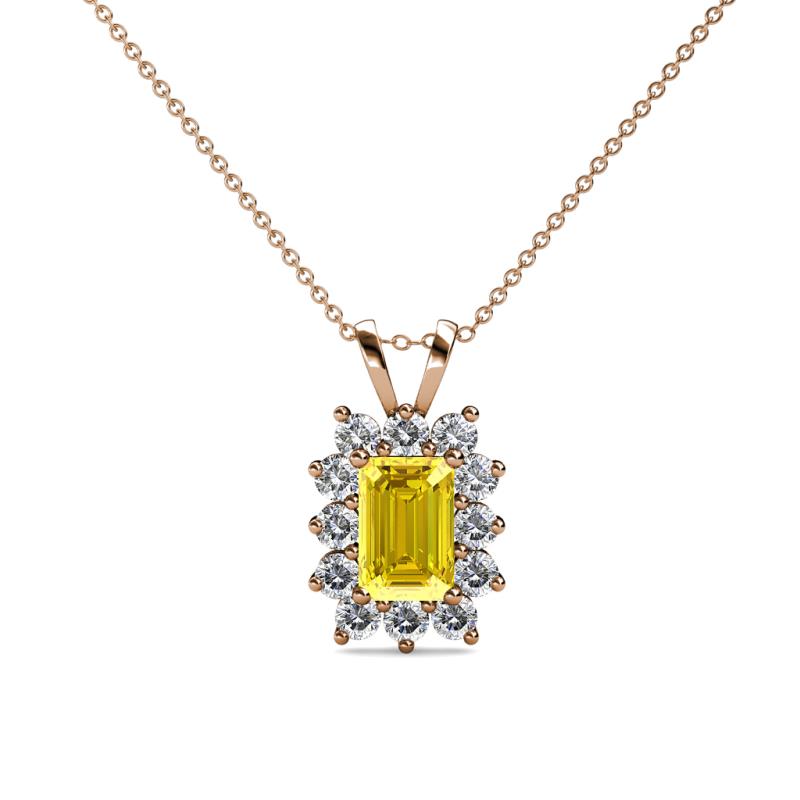 Xuan Yellow Sapphire and Diamond Halo Pendant 