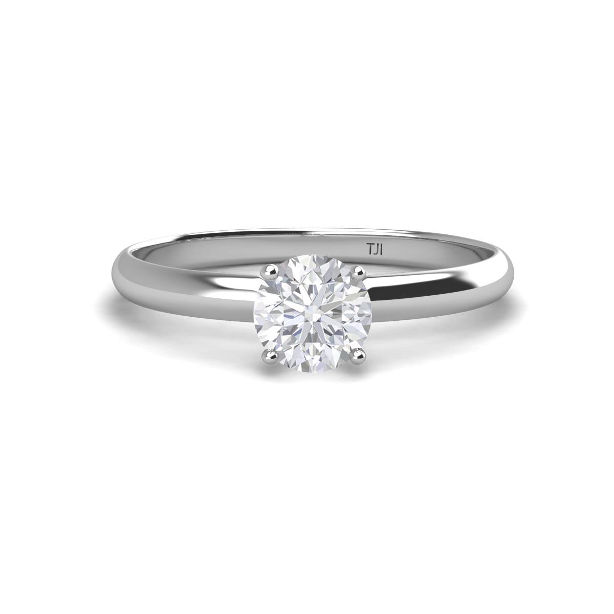 Solus Round White Sapphire Solitaire Engagement Ring  