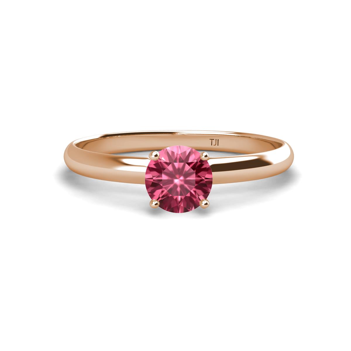 Solus Round Pink Tourmaline Solitaire Engagement Ring  