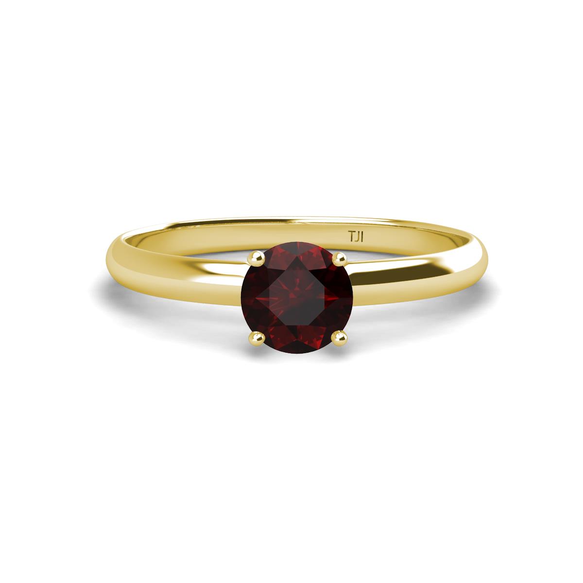 Solus Round Red Garnet Solitaire Engagement Ring  