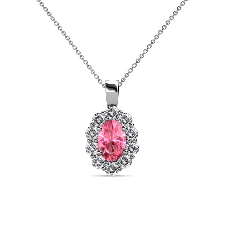 Cadena Pink Tourmaline and Diamond Halo Pendant 