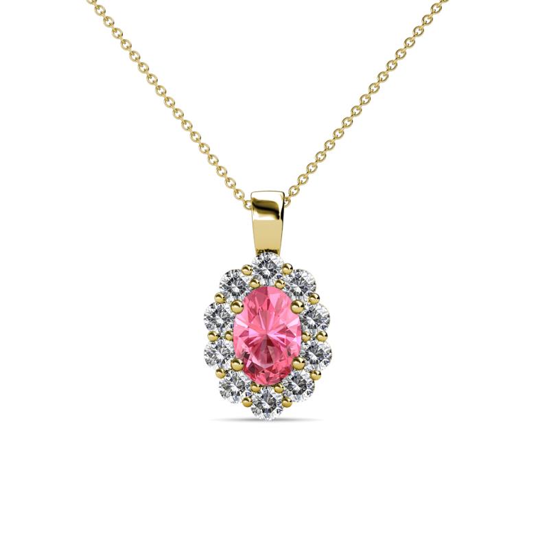 Cadena Pink Tourmaline and Diamond Halo Pendant 
