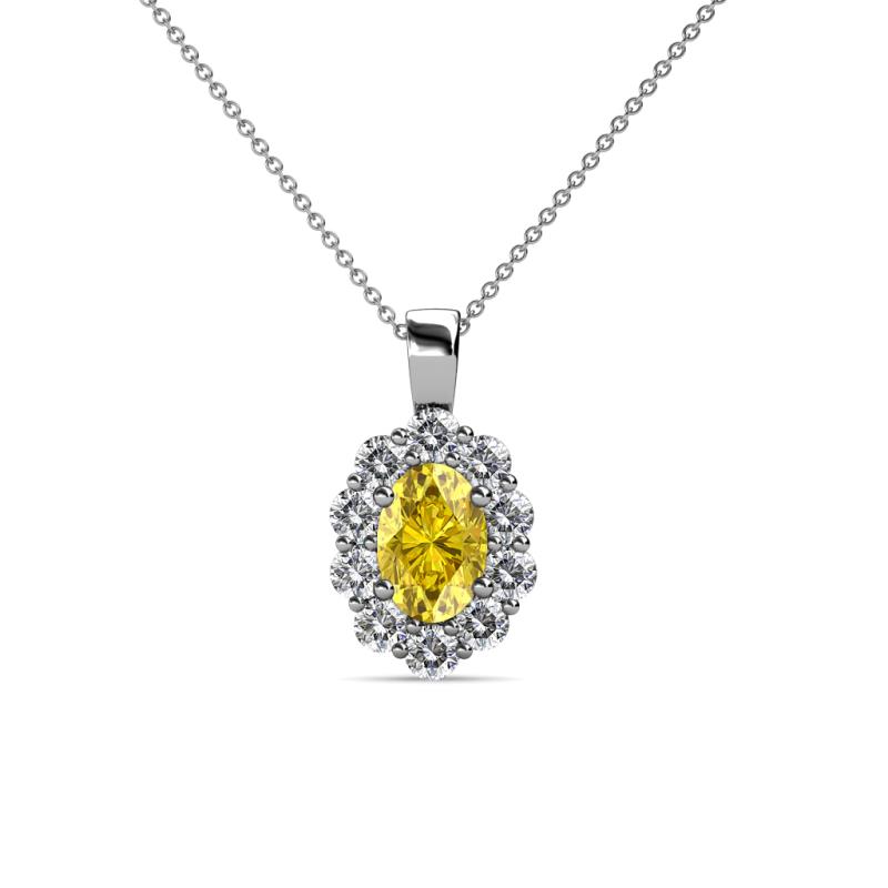 Cadena Yellow Sapphire and Diamond Halo Pendant 