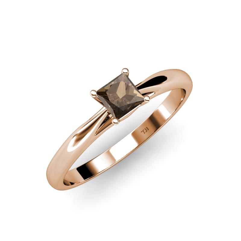 Celine Princess Cut Smoky Quartz Solitaire Engagement Ring 