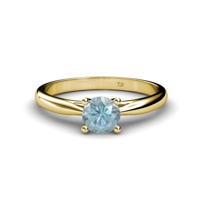 Celine 6.50 mm Round Aquamarine Solitaire Engagement Ring 