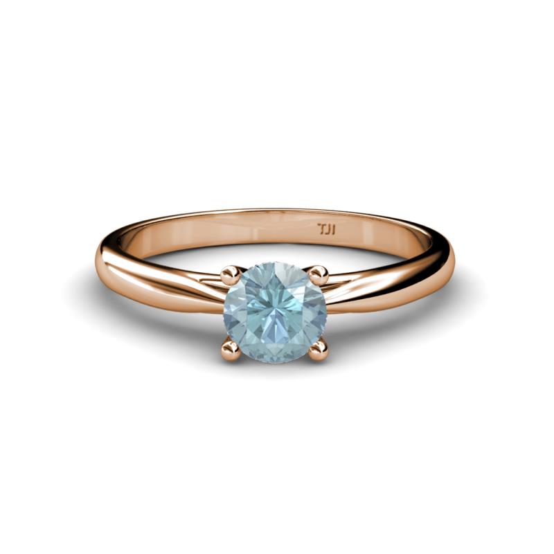 Celine 6.50 mm Round Aquamarine Solitaire Engagement Ring 