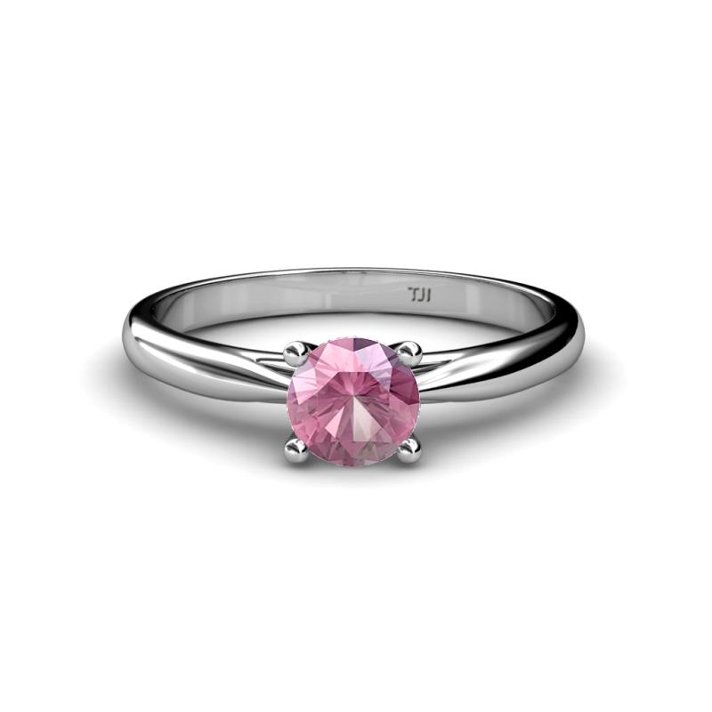 Celine 6.50 mm Round Pink Tourmaline Solitaire Engagement Ring 