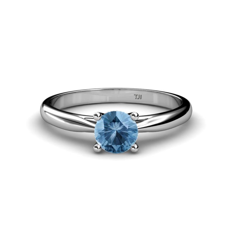 Celine 6.50 mm Round Blue Topaz Solitaire Engagement Ring 