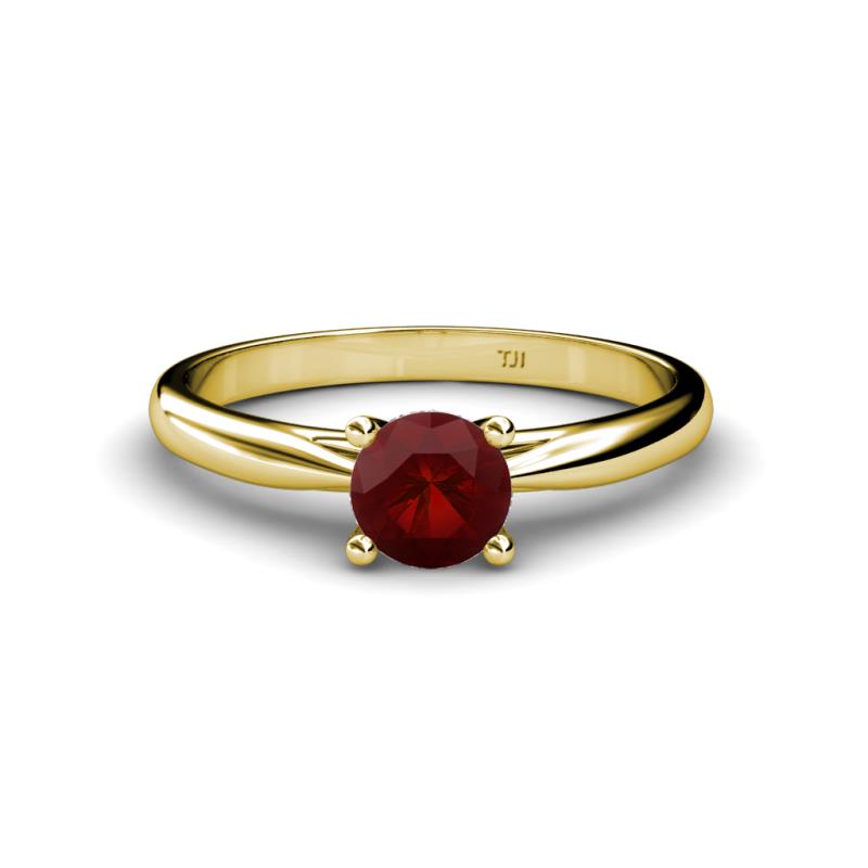 Celine 6.50 mm Round Red Garnet Solitaire Engagement Ring 