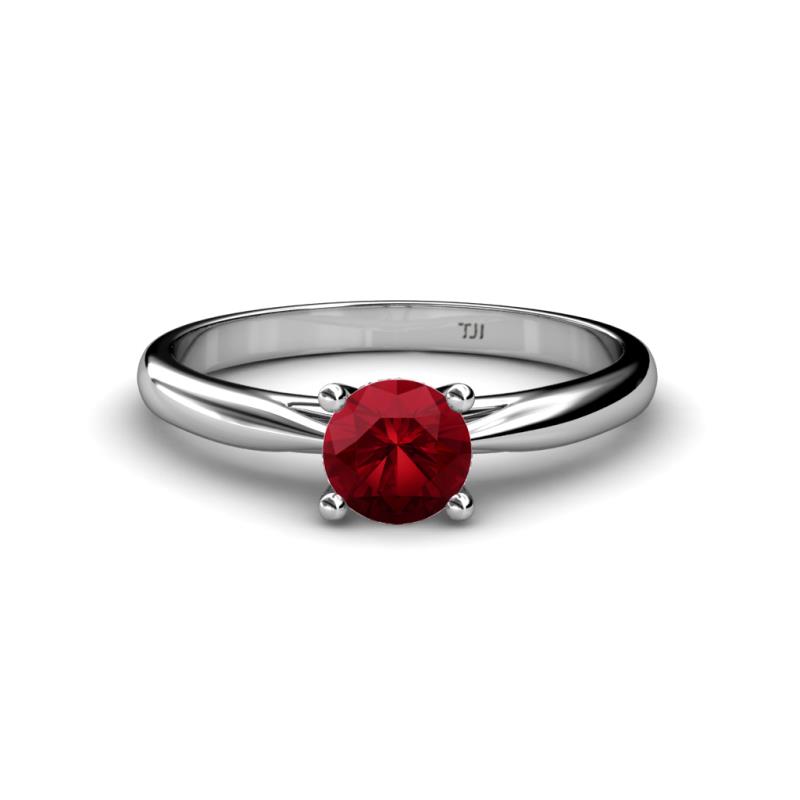 Celine 6.00 mm Round Ruby Solitaire Engagement Ring 